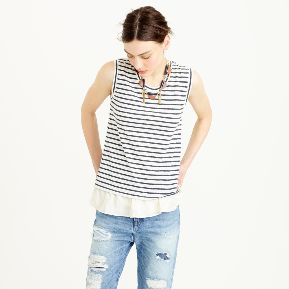 J Crew ruffle trim tee